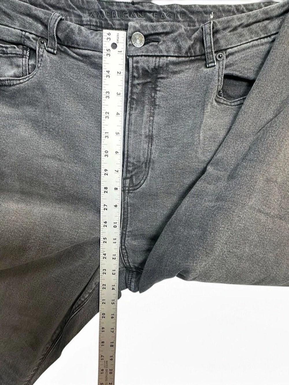 American Eagle Curvy Mom Jeans Women’s 16 Regular Black High Rise Stretch Denim - Picture 8 of 10